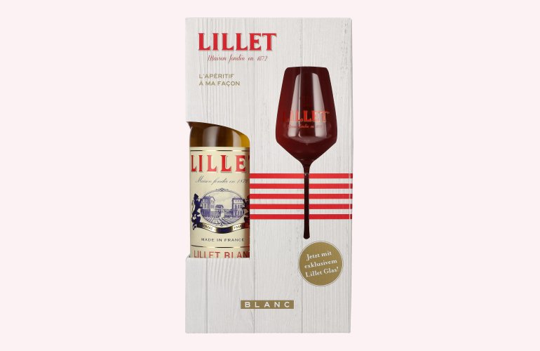 Lillet Blanc 17% Vol. 0,75l en boîte cadeau avec Verre