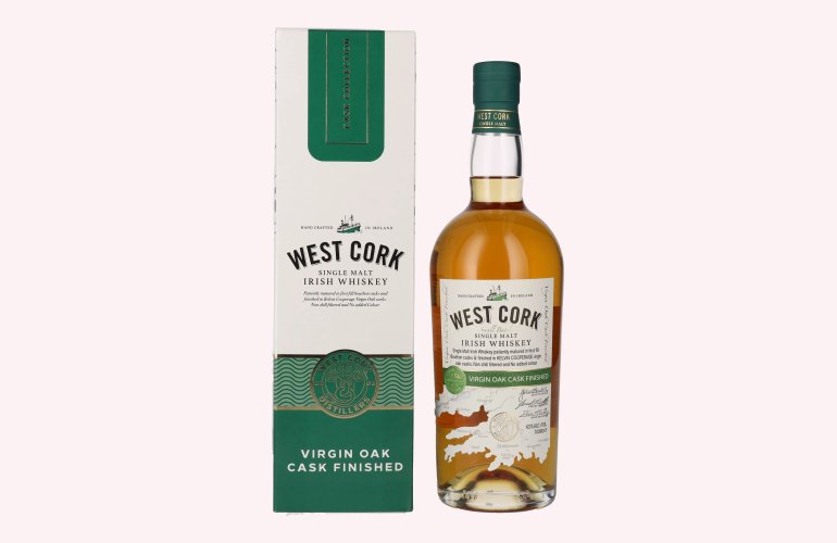 West Cork Single Malt Irish Whiskey VIRGIN OAK CASK FINISHED 43% Vol. 0,7l en boîte cadeau