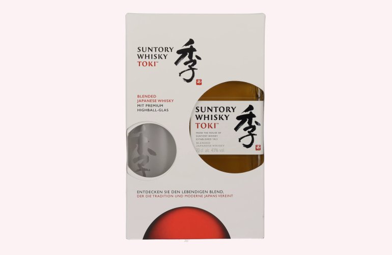 Suntory TOKI Blended Japanese Whisky 43% Vol. 0,7l in geschenkverpakking met Highball Glas