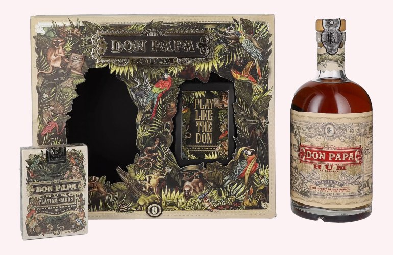 Don Papa 7 Years Old Single Island Rum 40% Vol. 0,7l en boîte cadeau avec Spielkarten