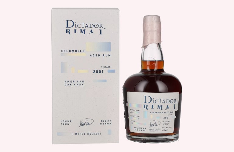 Dictador RIMA 1 21 Years Old AMERICAN OAK Cask Vintage 2001 44% Vol. 0,7l in geschenkverpakking