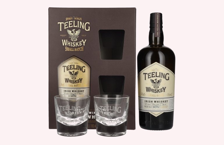 Teeling Whiskey SMALL BATCH Irish Whiskey Rum Cask Finish 46% Vol. 0,7l in Geschenkbox mit 2 Gläsern