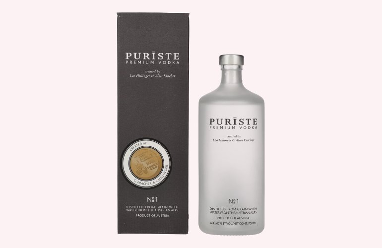 PURISTE Premium Vodka No. 1 by Hillinger & Kracher 40% Vol. 0,7l en boîte cadeau