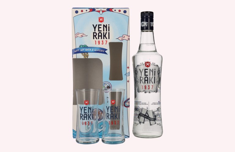 Yeni Raki 45% Vol. 0,7l in Geschenkbox mit 2 Gläsern