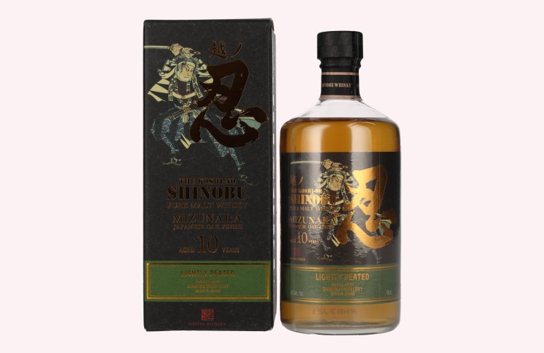 The Koshi-No The Shinobu Pure Malt 10 Years Old Lightly Peated Mizunara Oak Finish 43% Vol. 0,7l in geschenkverpakking