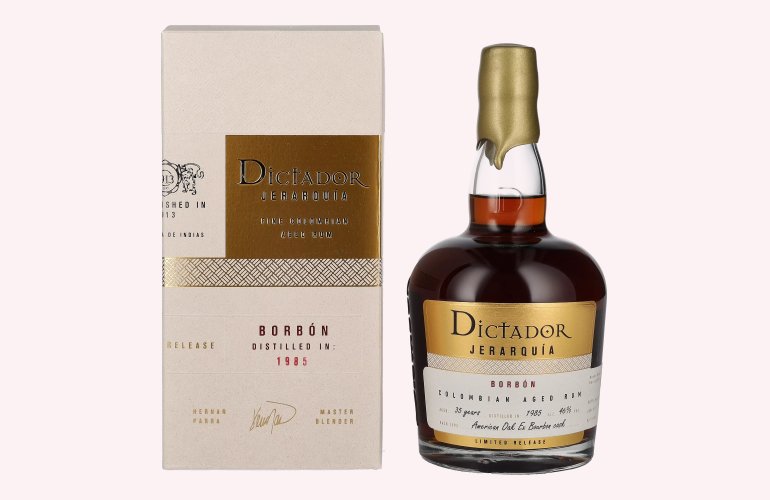 Dictador JERARQUÍA 35 Years Old BORBÓN Rum 1985 46% Vol. 0,7l en boîte cadeau