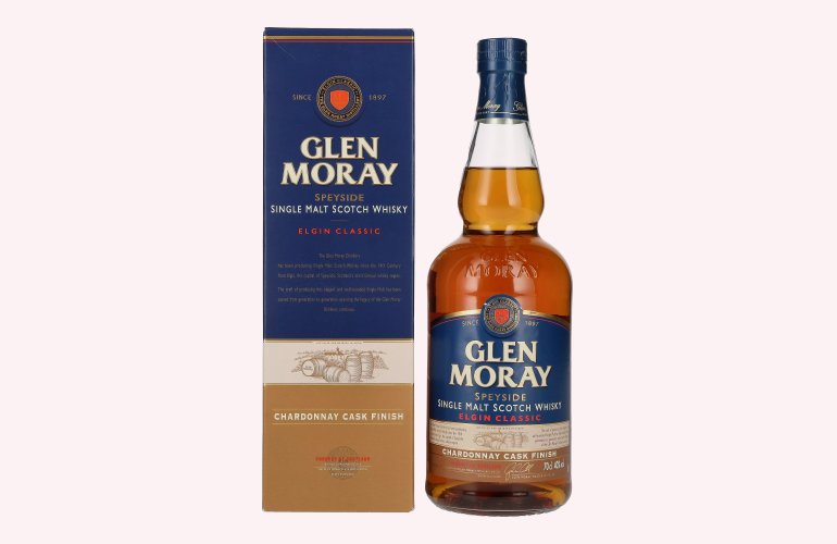 Glen Moray Elgin Classic Chardonnay Cask Finish 40% Vol. 0,7l en boîte cadeau