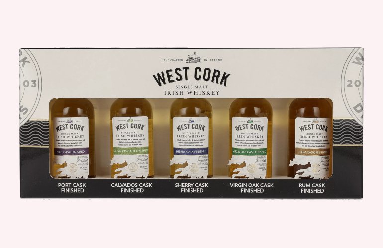 West Cork CASK COLLECTION Miniset 43% Vol. 5x0,05l en boîte cadeau