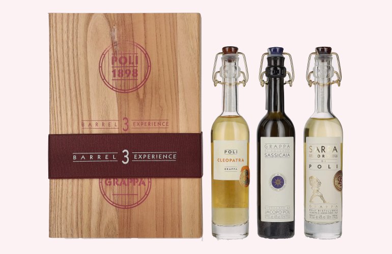 Poli Grappa Baby Pack ORO 40% Vol. 3x0,1l in Holzkiste