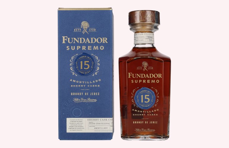 Fundador Supremo 15 Years Old Sherry Casks Brandy de Jerez 40% Vol. 0,7l in geschenkverpakking