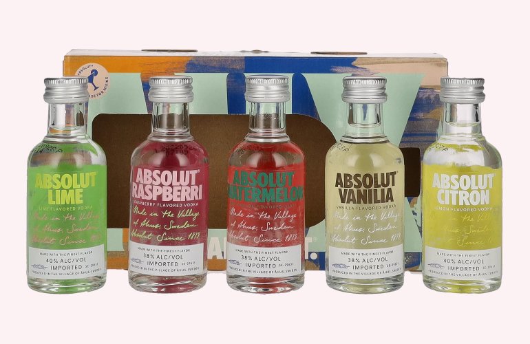 Absolut Vodka FLAVORED FIVE Miniature Set 38,8% Vol. 5x0,05l