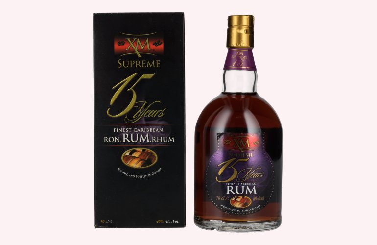 XM SUPREME 15 Years Old Finest Caribbean Rum 40% Vol. 0,7l in Giftbox