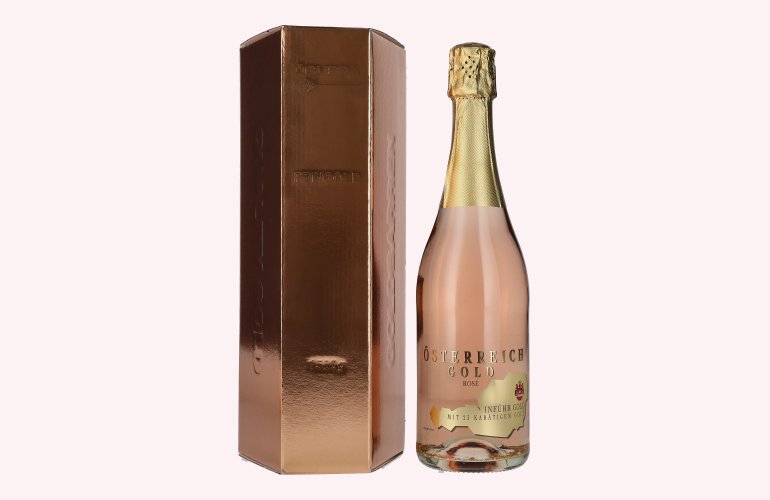 Österreich Gold Rosé - avec 23 Karat Blattgold 9,5% Vol. 0,75l en boîte cadeau