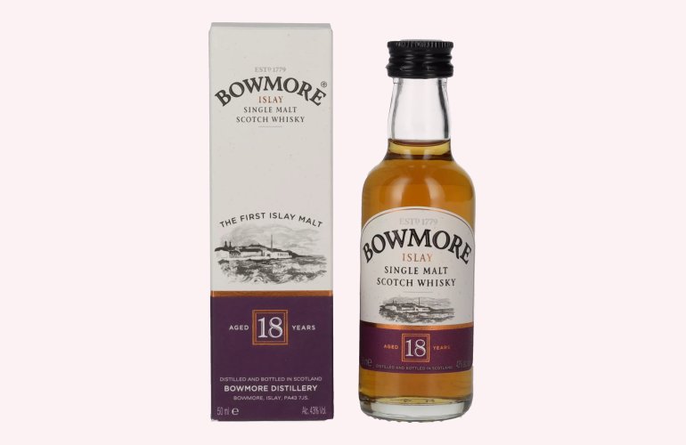 Bowmore 18 Years Old Islay Single Malt 43% Vol. 0,05l en boîte cadeau