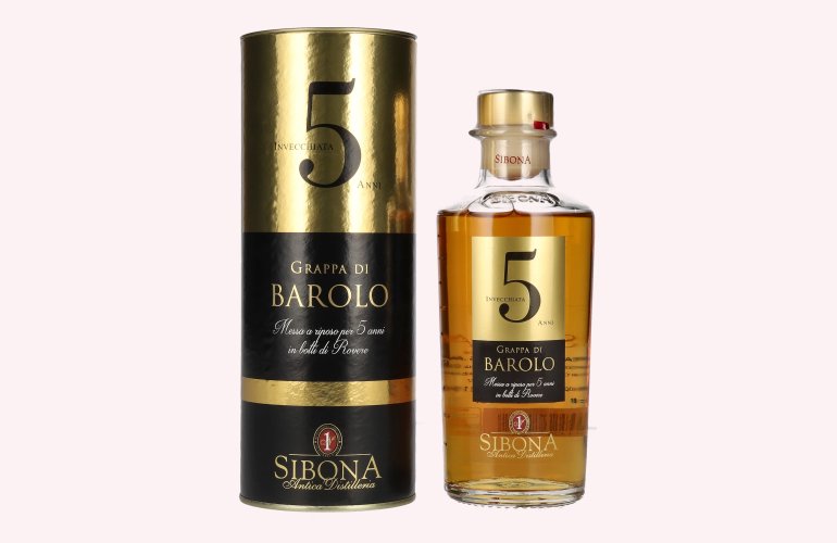 Sibona 5 Anni Invecchiata Grappa di BAROLO 44% Vol. 0,5l en boîte cadeau