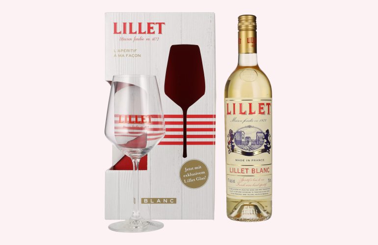 Lillet Blanc 17% Vol. 0,75l en boîte cadeau avec Verre