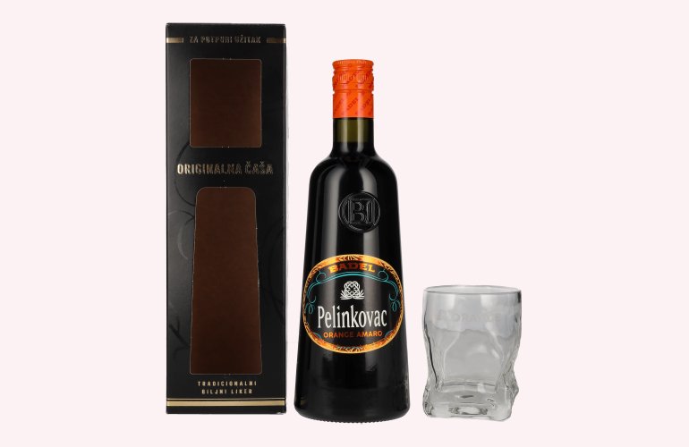 Badel Pelinkovac ORANGE 25% Vol. 0,7l en boîte cadeau avec Verre