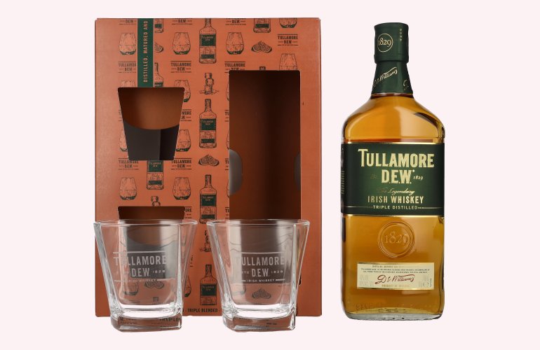 Tullamore D.E.W. Irish Whiskey 40% Vol. 0,7l en boîte cadeau avec 2 Verres