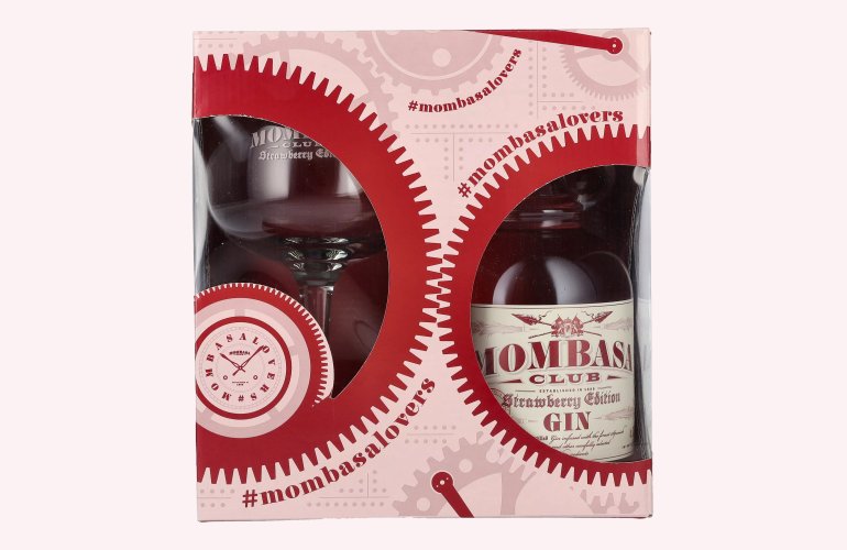 Mombasa Club Strawberry Edition Gin 37,5% Vol. 0,7l en boîte cadeau avec Verre