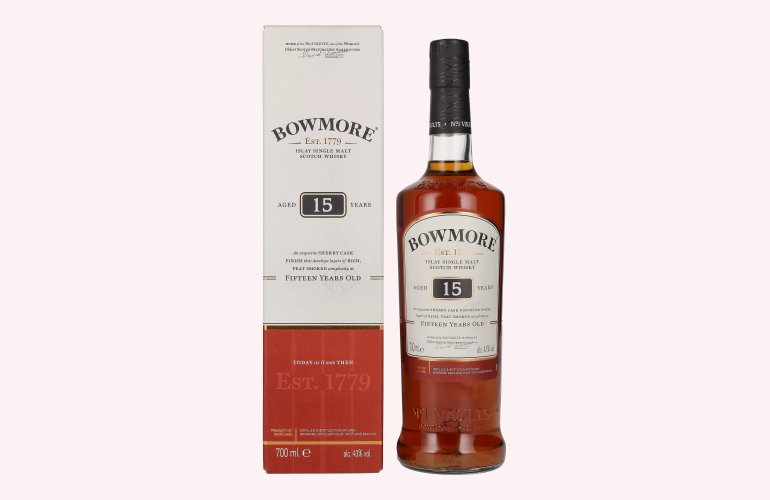 Bowmore 15 Years Old Islay Single Malt 43% Vol. 0,7l en boîte cadeau