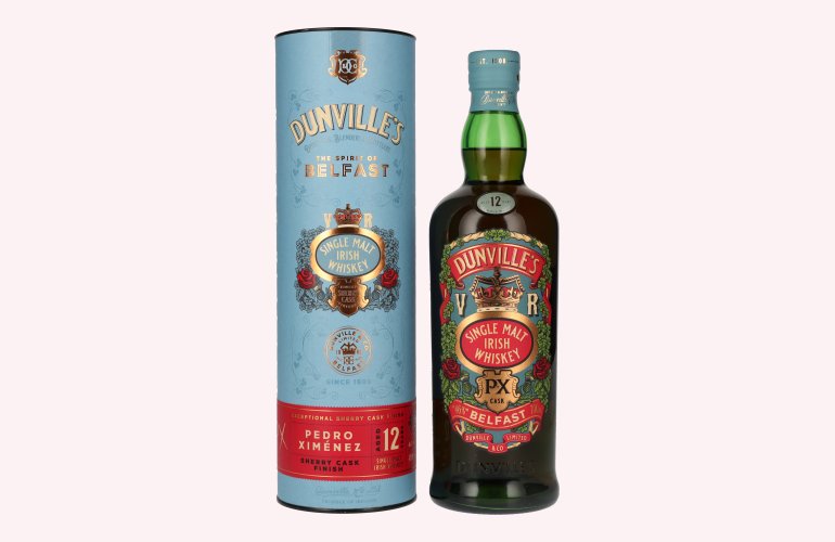 Dunville's 12 Years Old Single Malt Irish Whiskey PX Sherry Cask Finish 46% Vol. 0,7l in geschenkverpakking