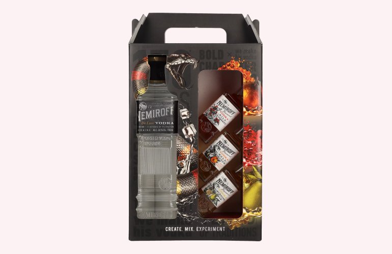 Nemiroff Vodka Set 40% Vol. 0,7l en boîte cadeau avec 3x0,05l