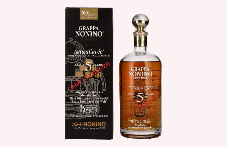 Nonino Grappa Riserva Antica Cuvée 5 Years Old Cask Strength 59,9% Vol. 0,7l in geschenkverpakking