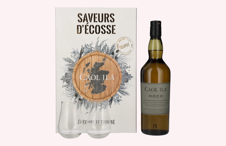 Caol Ila MOCH Saveurs D'Ècosse Set 43% Vol. 0,7l en boîte cadeau avec 2 Verres