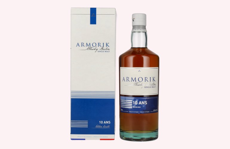 Armorik 10 Ans Whisky Breton Single Malt Edition Limitée 2023 46% Vol. 0,7l en boîte cadeau