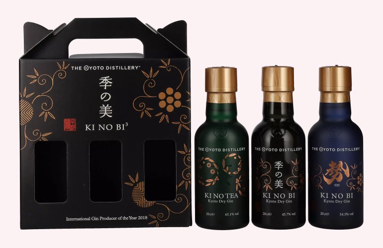 KI NO BI³ Kyoto Dry Gin Set 48,4% Vol. 3x0,2l in geschenkverpakking