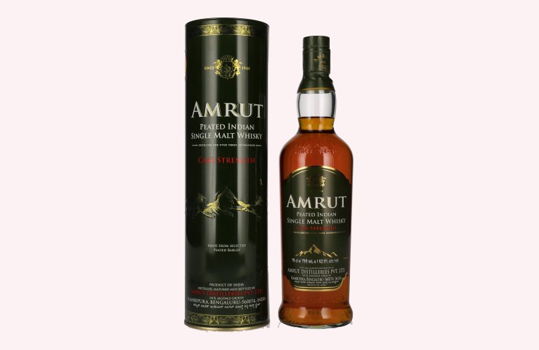 Amrut PEATED Indian Single Malt Whisky CASK STRENGTH 62,8% Vol. 0,7l in Tinbox