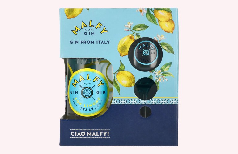 Malfy Gin CON LIMONE 41% Vol. 0,7l en boîte cadeau avec Verre