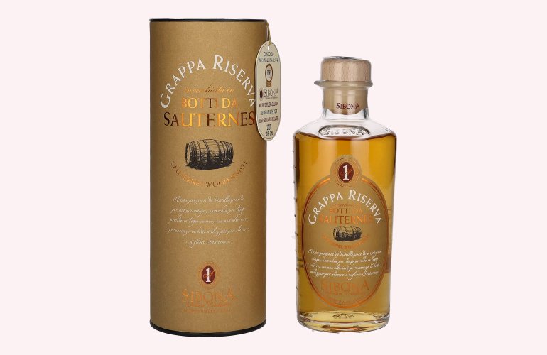 Sibona GRAPPA RISERVA Botti da SAUTERNES 44% Vol. 0,5l en boîte cadeau