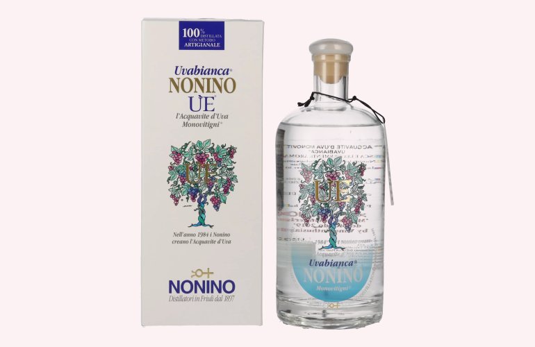 Nonino Grappa ÙE Monovitigni Uvabianca 38% Vol. 0,7l en boîte cadeau