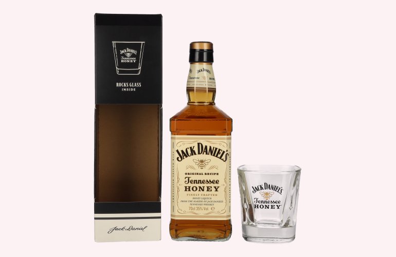 Jack Daniel's Tennessee HONEY 35% Vol. 0,7l in geschenkverpakking met Rocks Glas