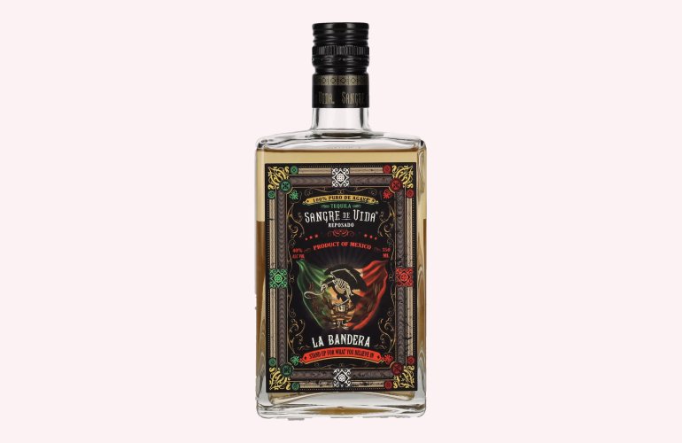 Sangre de Vida Loteria LA BANDERA Reposado Tequila 100% de Agave 40% Vol. 0,35l