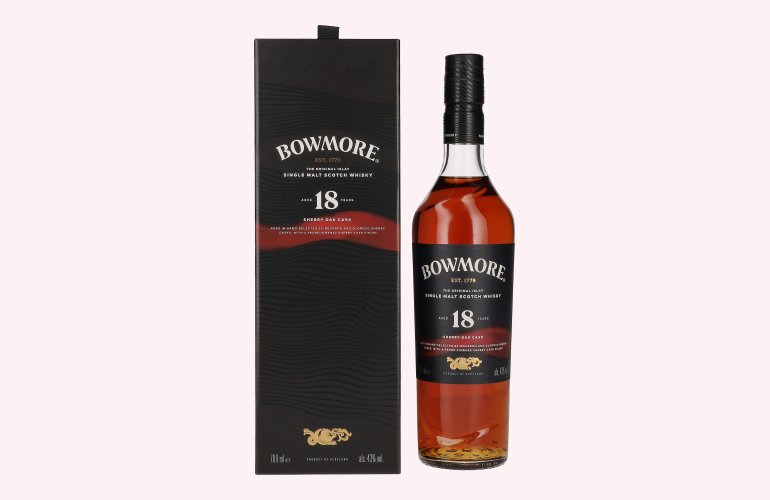 Bowmore 18 Years Old Sherry Oak Cask Islay Single Malt 43% Vol. 0,7l en boîte cadeau