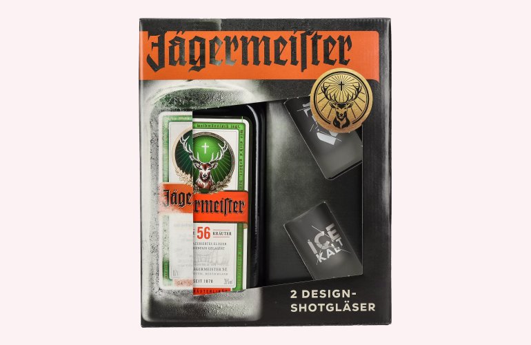 Jägermeister 35% Vol. 0,7l in geschenkverpakking met 2 Shotgläser