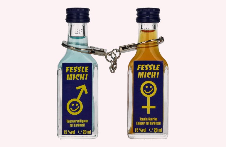 Nannerl FESSLE MICH Liqueur 15% Vol. 2x0,02l avec Handschellen