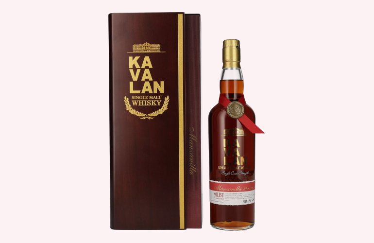 Kavalan SOLIST Manzanilla Cask 58,6% Vol. 0,7l in Holzkiste