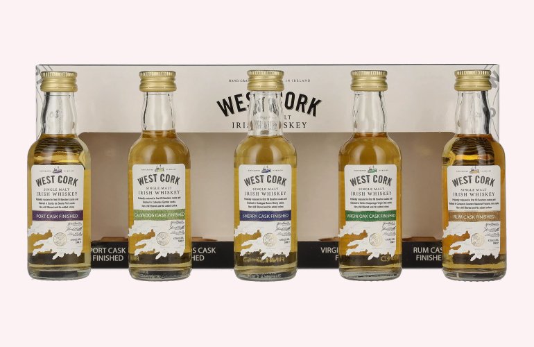 West Cork CASK COLLECTION Miniset 43% Vol. 5x0,05l en boîte cadeau