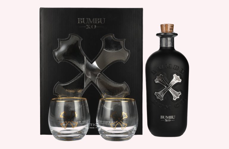 Bumbu XO Handcrafted Rum 40% Vol. 0,7l in Geschenkbox mit 2 Gläsern