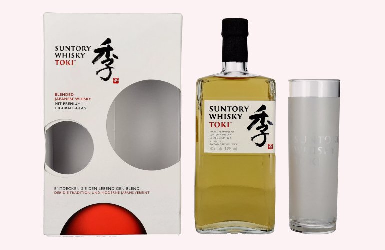 Suntory TOKI Blended Japanese Whisky 43% Vol. 0,7l in geschenkverpakking met Highball Glas