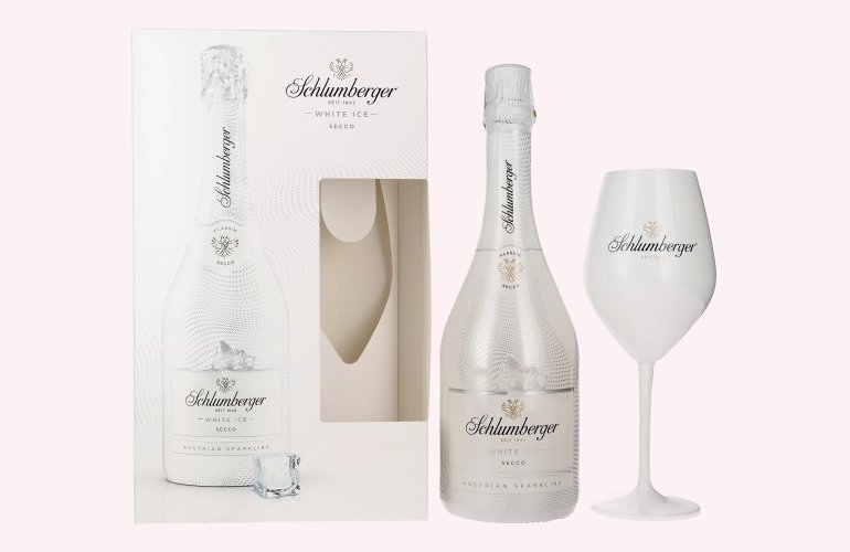 Schlumberger WHITE ICE Austrian Sparkling Secco 11,5% Vol. 0,75l in geschenkverpakking met Ritzenhof Glas