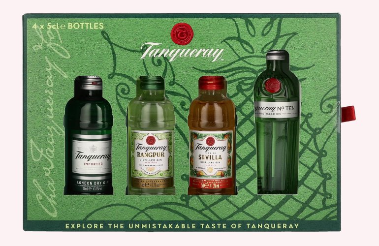 Tanqueray Gin Miniaturen Set 43,3% Vol. 4x0,05l in geschenkverpakking