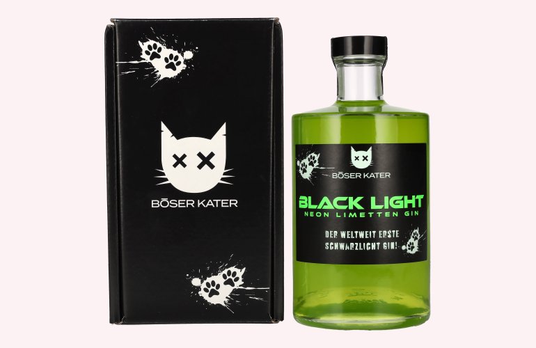 BÖSER KATER Black Light Neon Limetten Gin 40% Vol. 0,5l in Geschenkbox