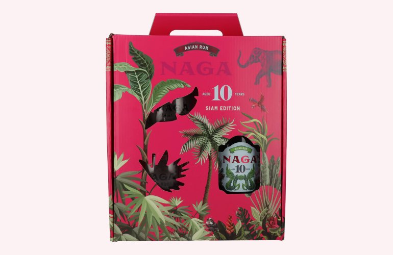 Naga 10 Years Old Asian Rum SIAM EDITION 40% Vol. 0,7l in geschenkverpakking met 2 Bril