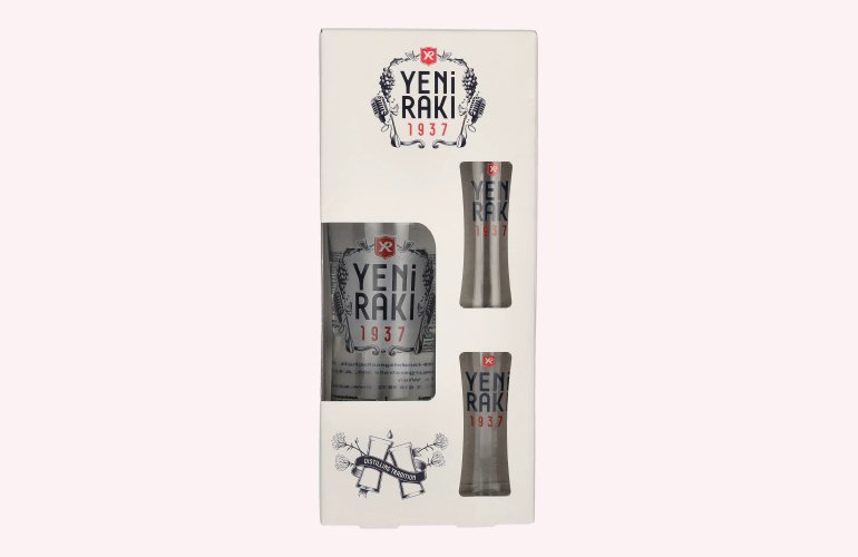 Yeni Raki 45% Vol. 0,7l in geschenkverpakking met 2 Bril