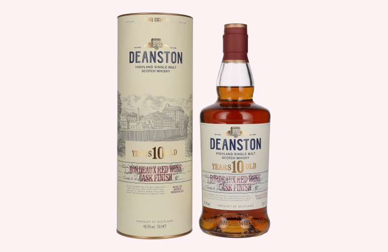 Deanston 10 Years Old Highland Single Malt Bordeaux Red Wine Cask Finish 46,3% Vol. 0,7l en boîte cadeau