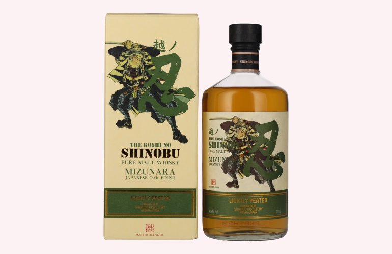 The Koshi-No Shinobu Pure Malt Whisky Lightly Peated Mizunara Oak Finish 43% Vol. 0,7l in geschenkverpakking